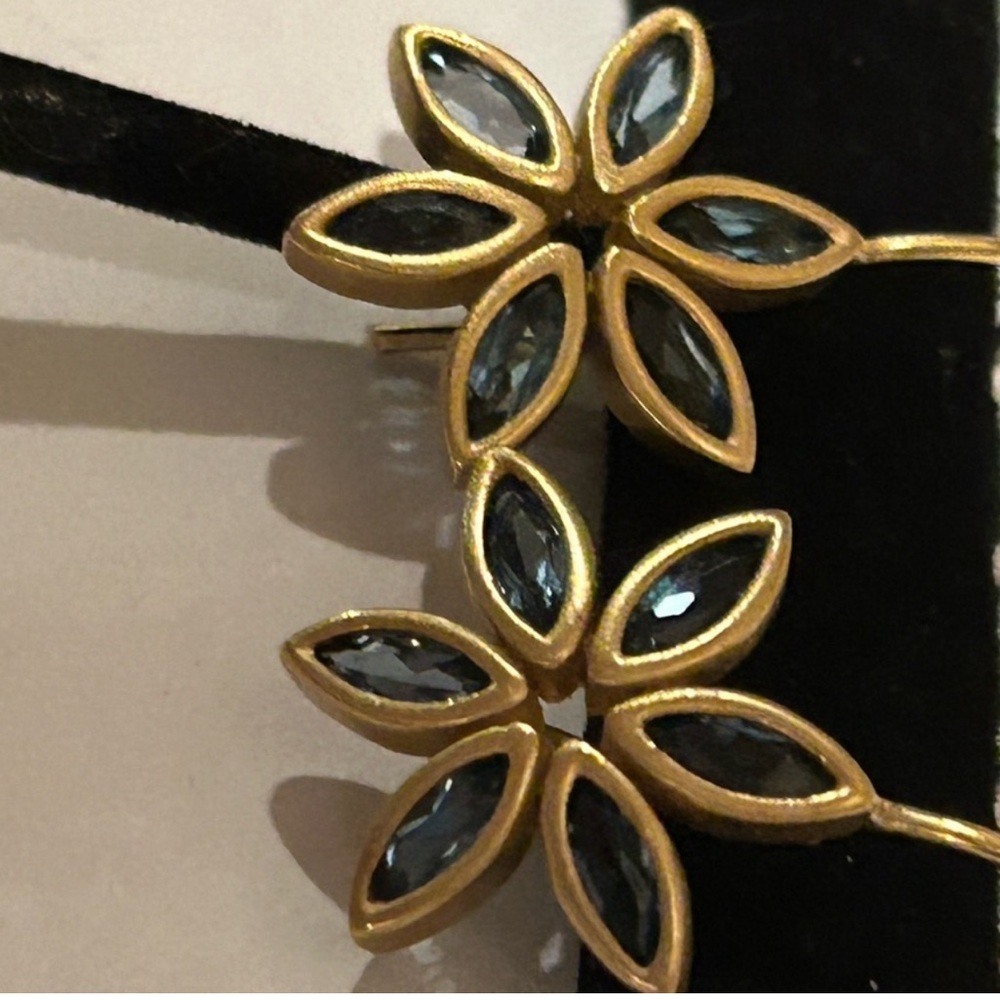 Slane 18k Sapphire Daisy Earrings Large Size - Picture 4 of 7
